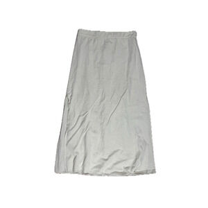 Rhythm Womens Linen Blend Maxi Skirt Sz 6 Small Beige Double Slits Stretch Long